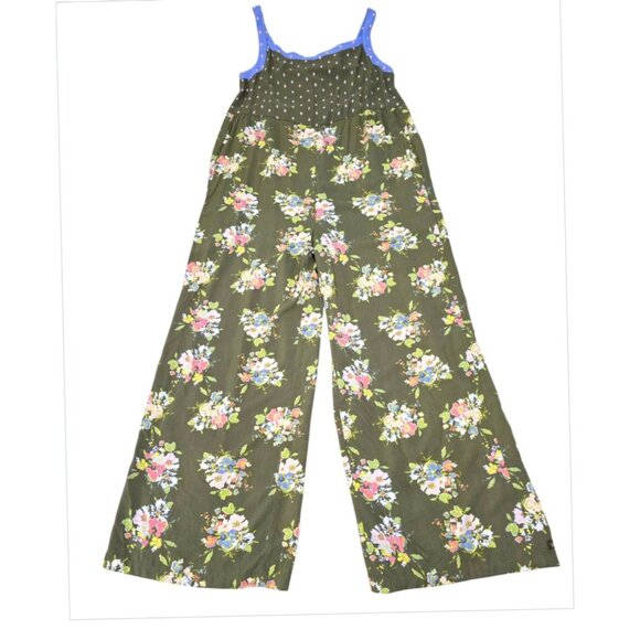 Matilda Jane Womens Olive Green Floral Wide Leg Jumpsuit Sleeveless Rayon Size M - Picture 1 of 14
